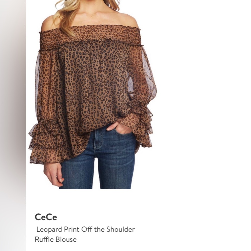 Cece Leopard Print Off the Shoulder Ruffle Blouse